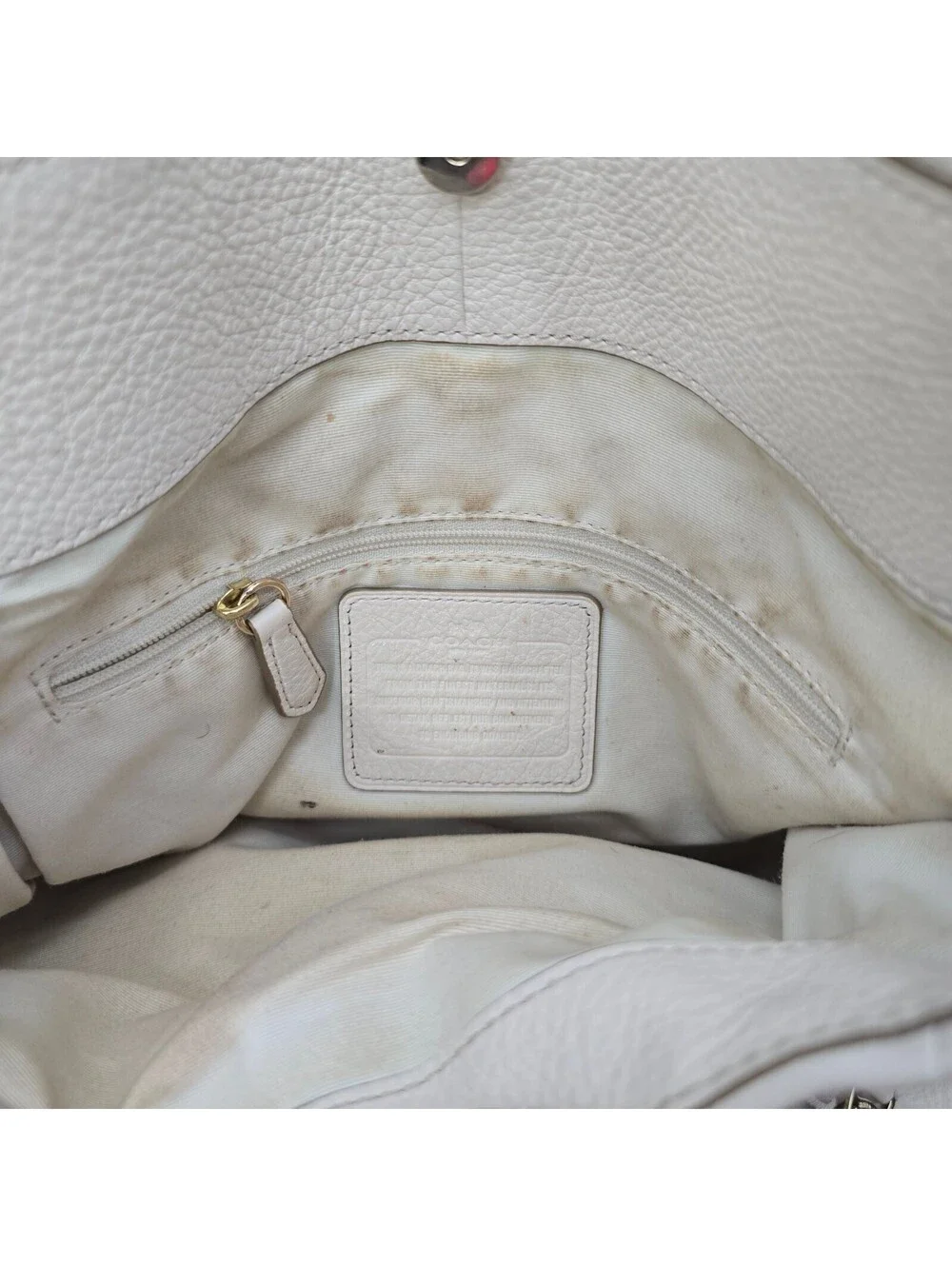 COACH Madison Phoebe Cream Pebbled Leather Shoulder Bag 26224 – AS IS READ